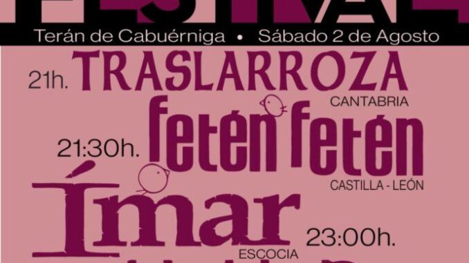Sábado 2 de agosto en Terán de Cabuérniga Cabuérniga Folk Festival.